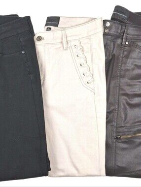 White House Black Market Lot Of 3 Womens Sz 4 Slim NWOT Blk/Ivory/dkBrown Sku700